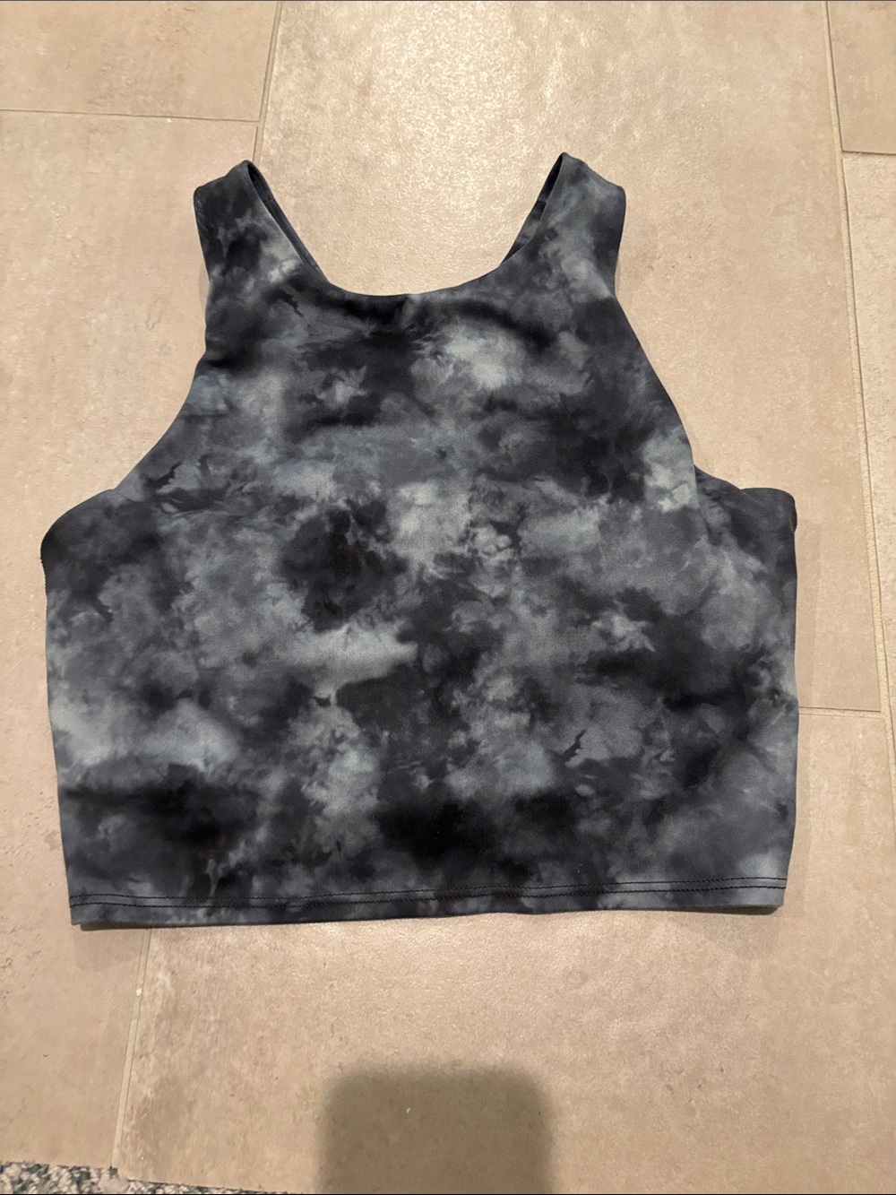 Athleta Black & Gray Tie-Dye Crop Tank XS